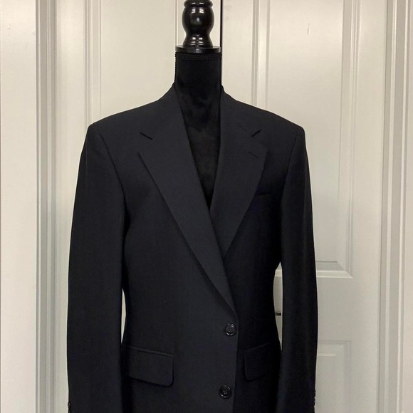 Navy blue wool blend blazer - Size L - Picture 2 of 7